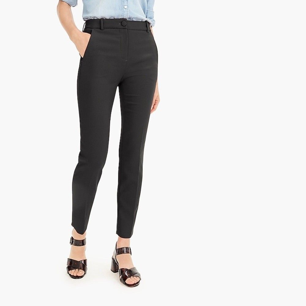 NWT J.Crew High Rise Cameron in Black Four Season Stretch Ankle Pants 16